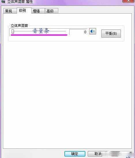 出现“立体声混音”音量条，根据实际效果自行调节，点右下角的“确定”
