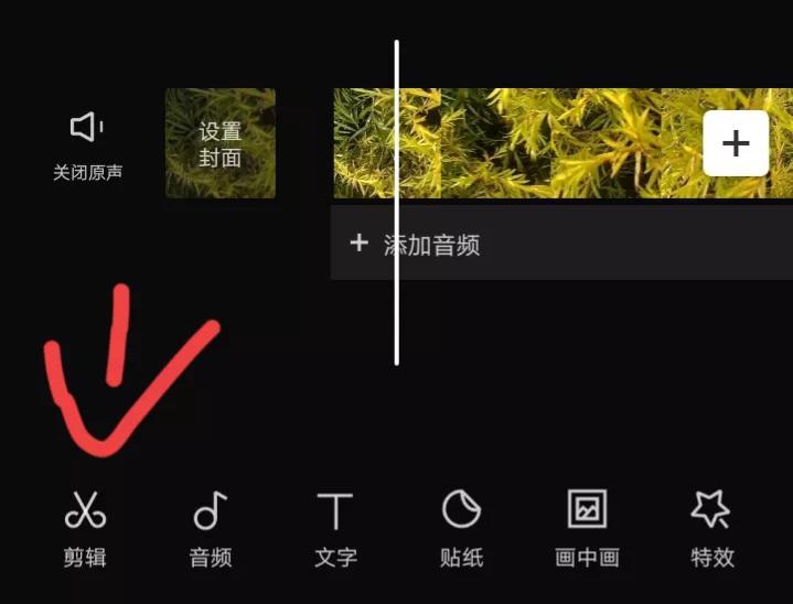 接着我们拖动上方的时间点，拖动到想要剪裁的位置